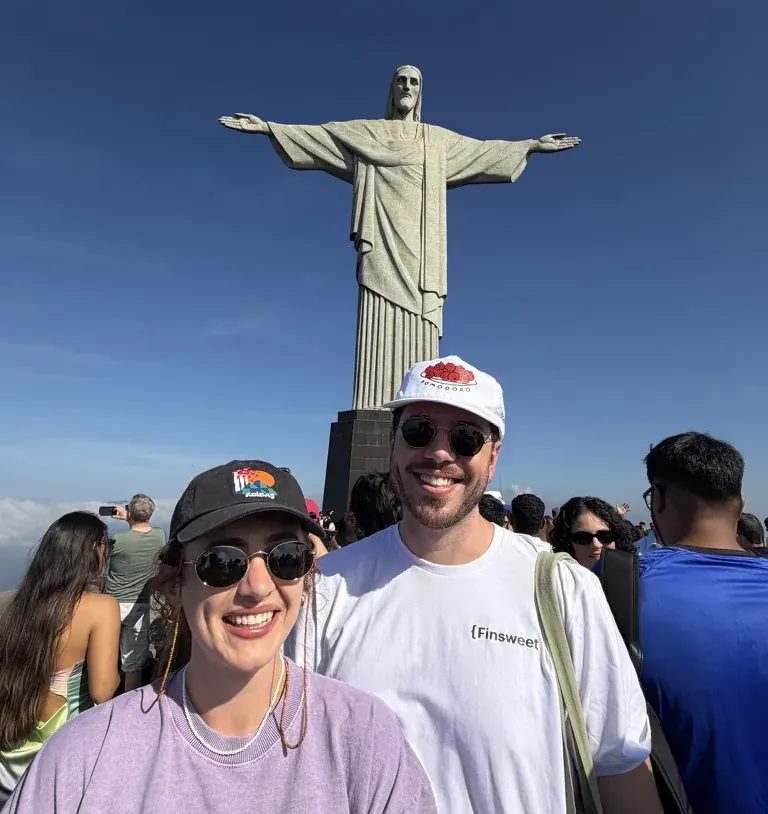 Leo no Cristo Redentor, no Rio de Janeiro